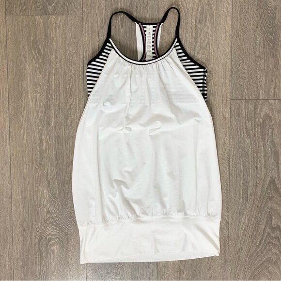 Lululemon No Limits Tank Top White Classic Stripe Black White Black Size 4 - Picture 4 of 16